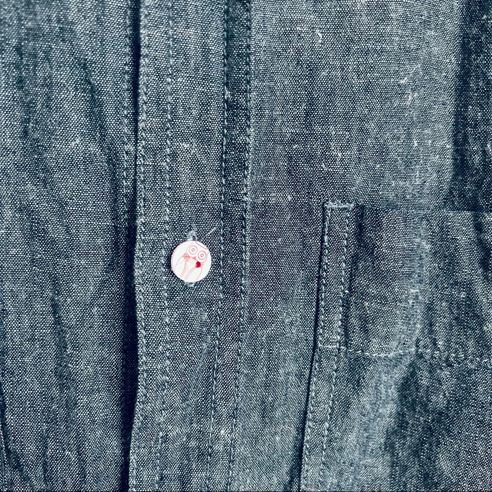10 Deep denim long sleeve button down sz XL - Picture 5 of 7